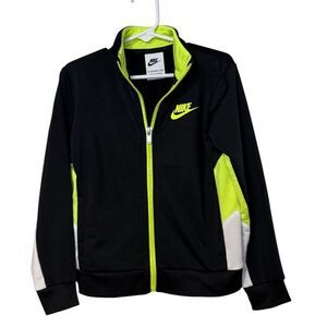 Nike Boys Track Jacket Sz. 4T Full Zip Black/Neon Green